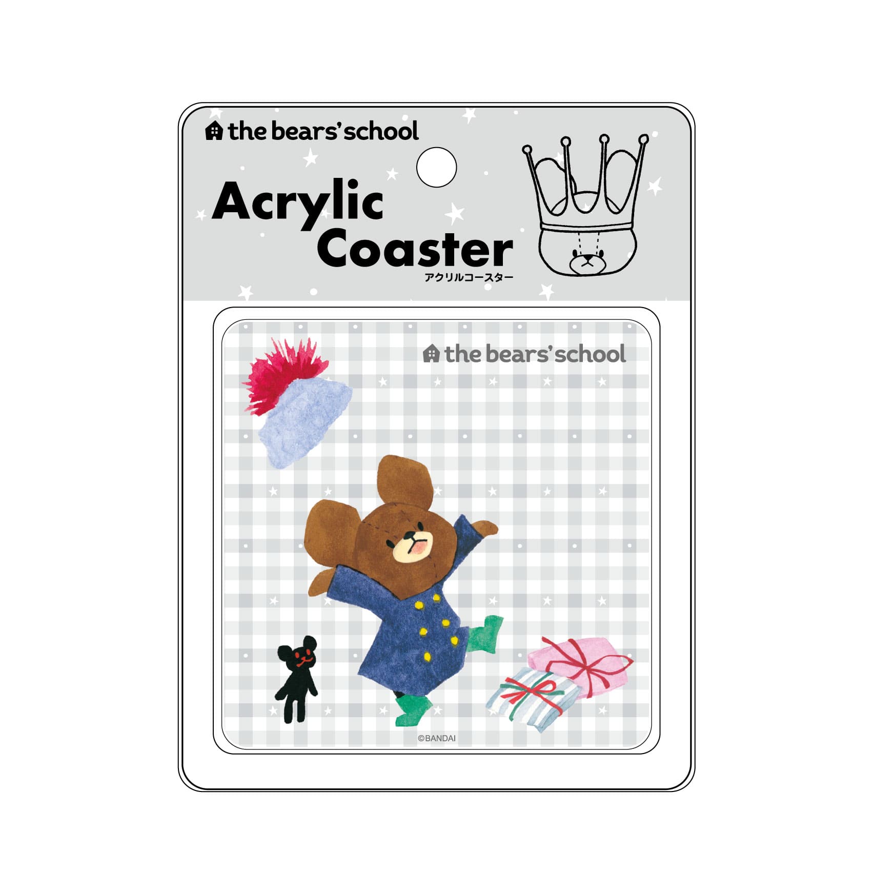 アクリルコースター　チェック（グレー）