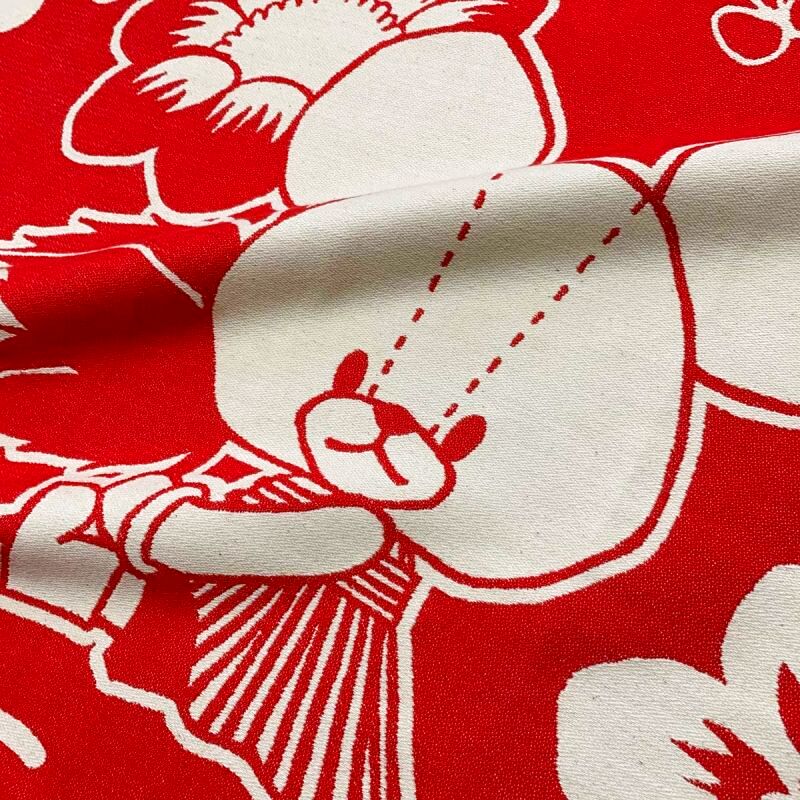 名前入り今治製コットンブランケット おくるみサイズ  （FLOWERS:フラワーズ･ブライトレッド)