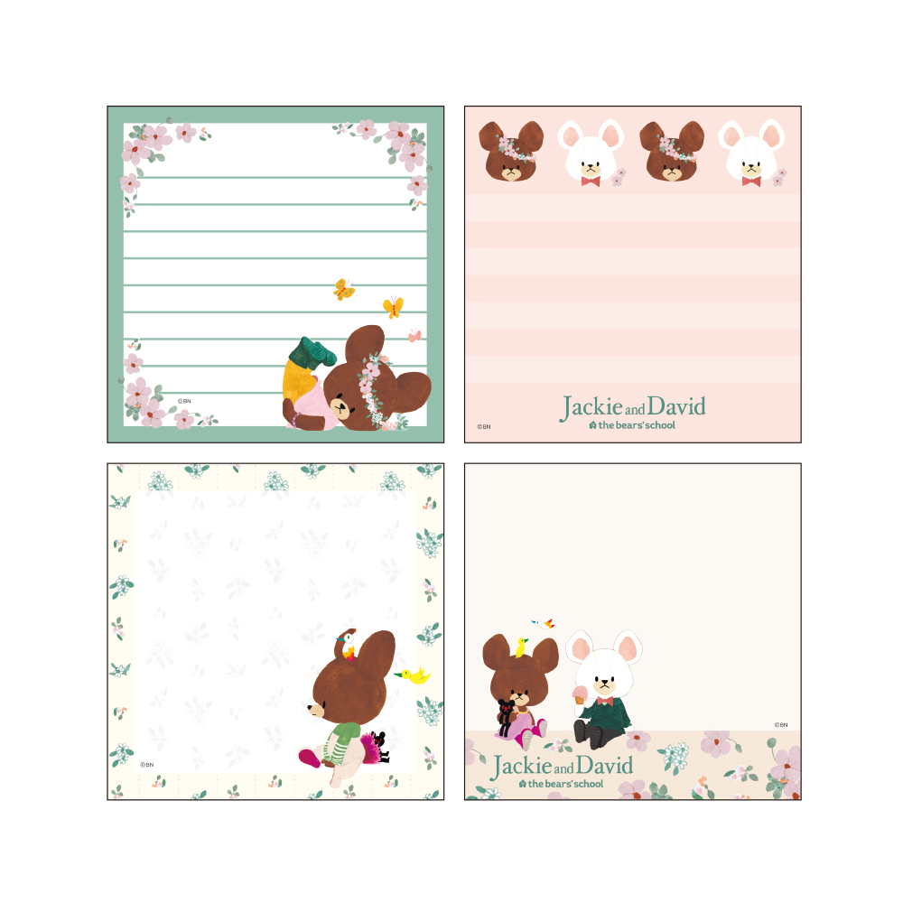 スクエア メモパッド_J&Dはなかんむり（アイボリー）