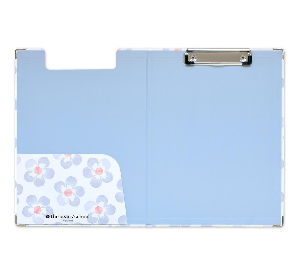くまのがっこうクリップボード　Flower Works　ホワイト/ブルー