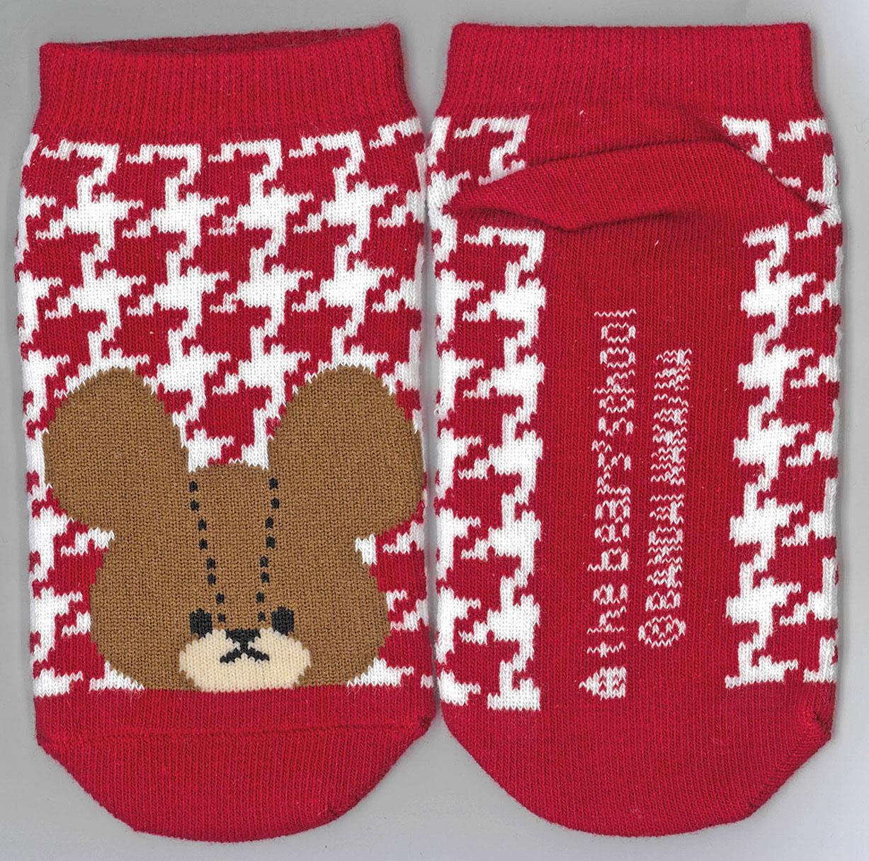 くまのがっこうキッズソックス千鳥格子