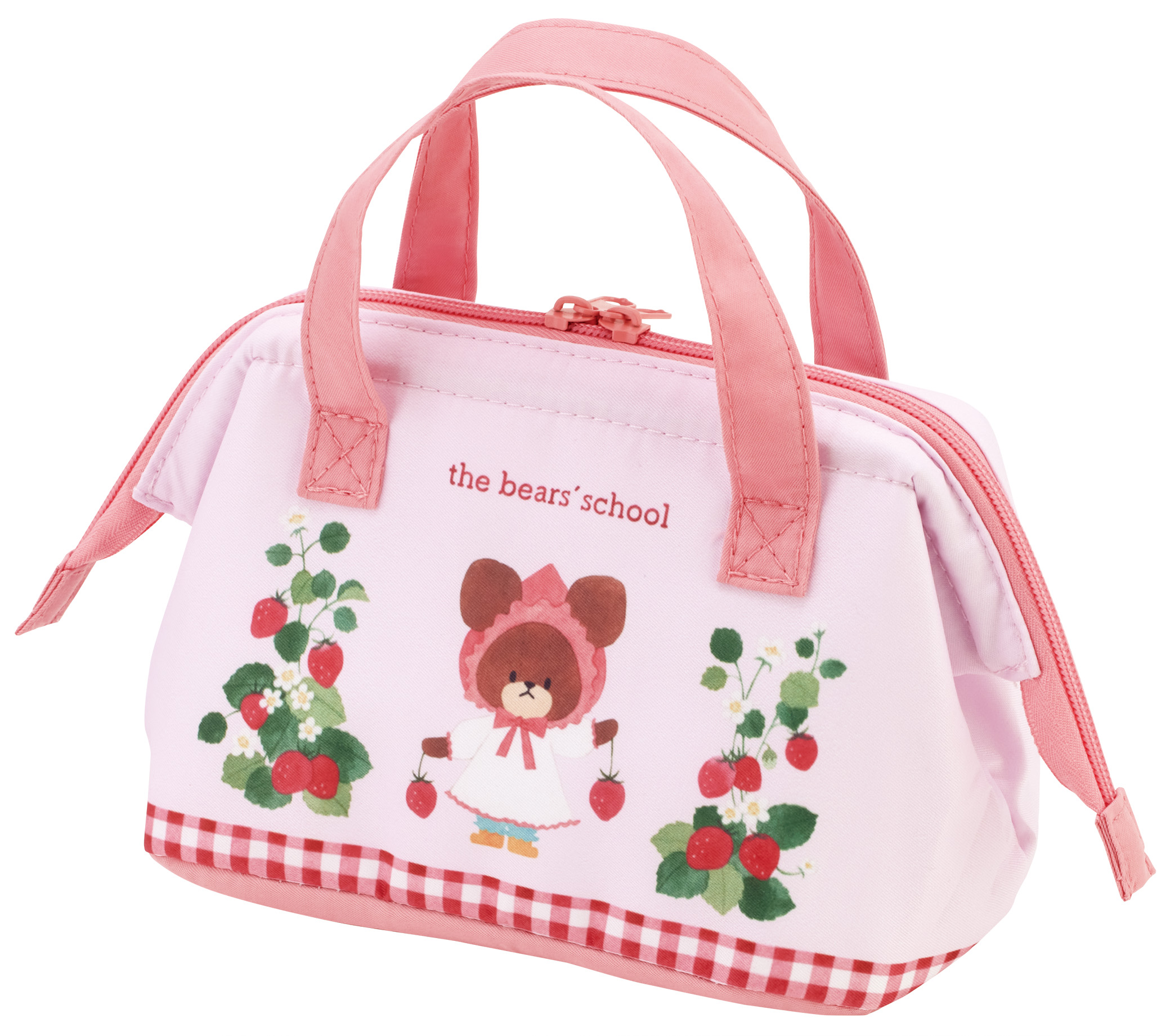 子供弁当用がま口ランチバッグ　いちごテーマ